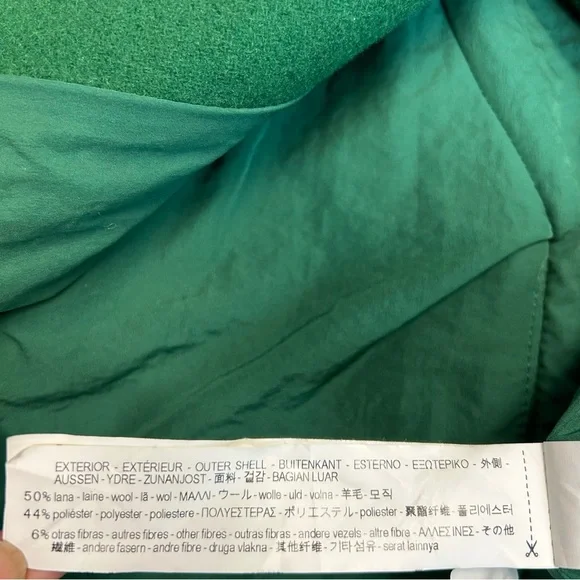 Zara Women's Green double breasted wool blend coat Sz S fall winter - Picture 11 of 14